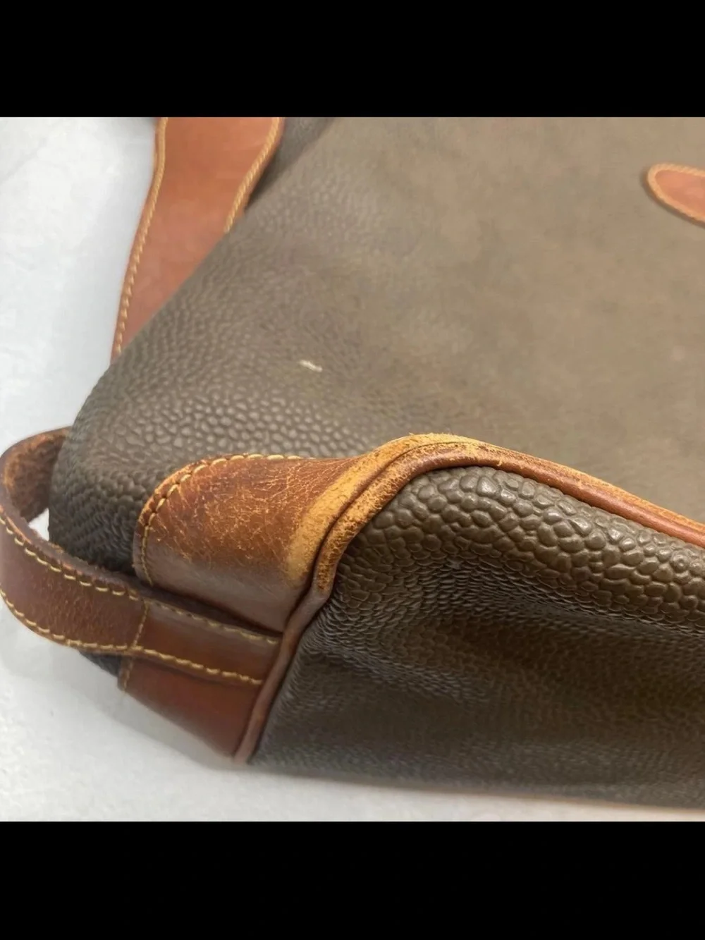 Mulberry Olive Green and Brown Leather Drawstring Shoulder Bag